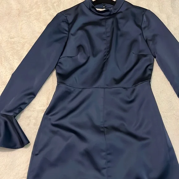 Zara | Dresses | Zara Small Navy Blue Satin Dress | Poshmark